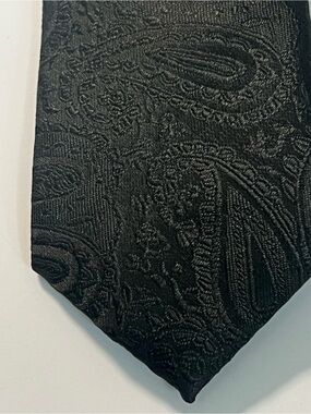 🆕 Black Paisley Tone-on-Tone Men’s Necktie Formal Wedding Business Tie Classic
